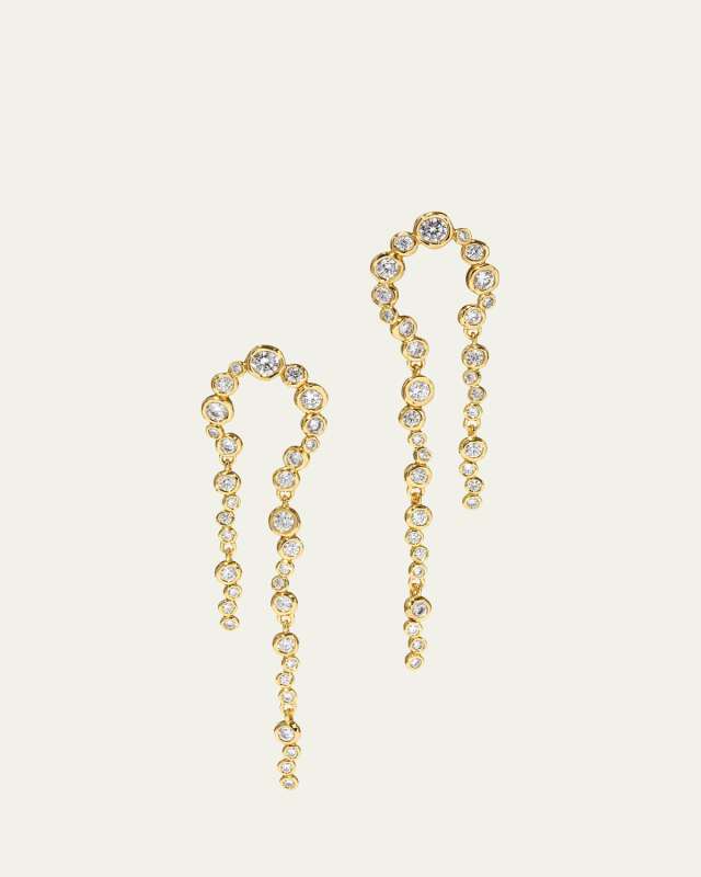 Asterales Gold CZ Arched Long Earrings